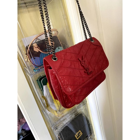 YSL NIKI bag chevron crinkle leather